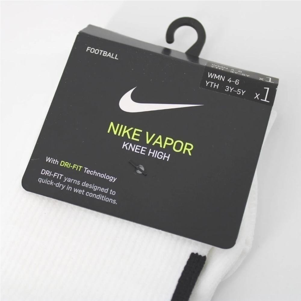 Nike Vapor Women's Football Cushioned Knee High White Socks (1-Pair), Size 4-6 - Picture 3 of 3
